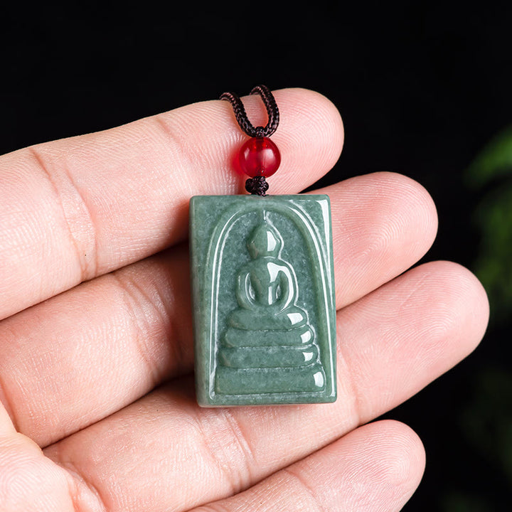 Collier pendentif en Buddha Stones sans forme, amulette carrée en jade, pour la prospérité - image 5