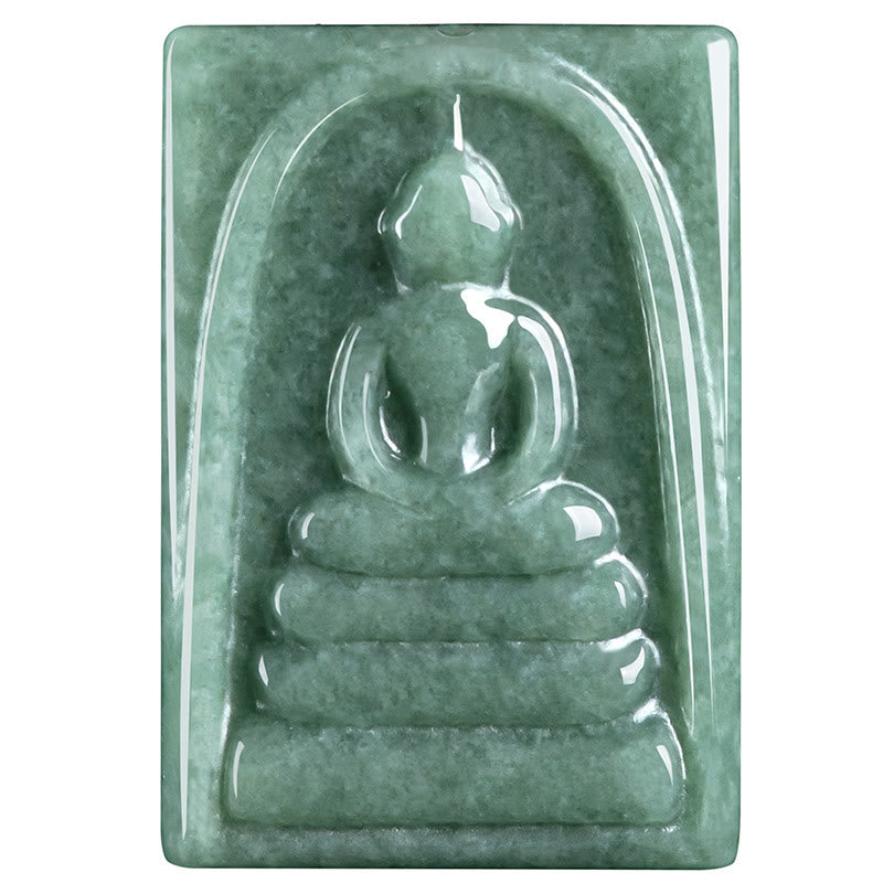 Collier pendentif en Buddha Stones sans forme, amulette carrée en jade, pour la prospérité - image 11