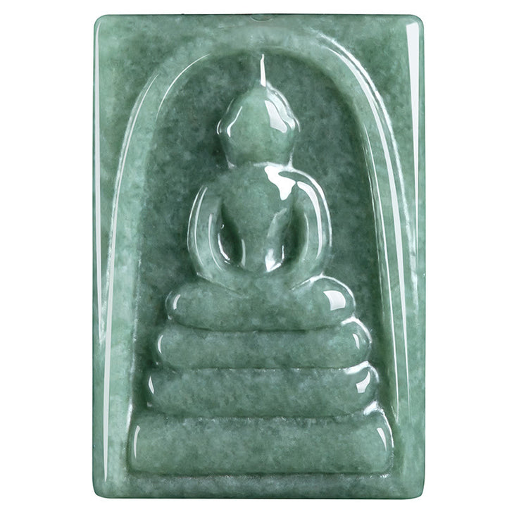 Collier pendentif en Buddha Stones sans forme, amulette carrée en jade, pour la prospérité - image 11
