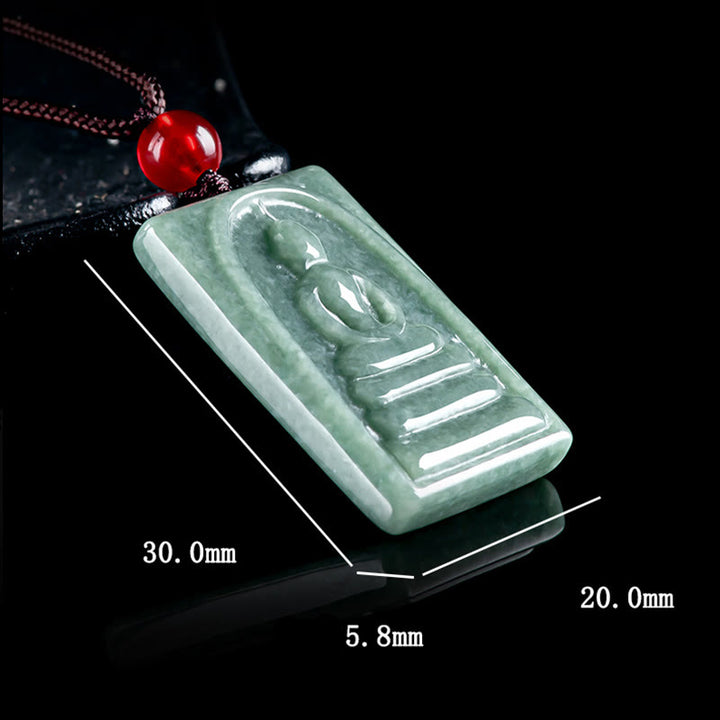 Collier pendentif en Buddha Stones sans forme, amulette carrée en jade, pour la prospérité - image 9