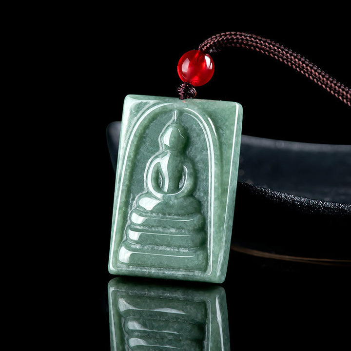 Collier pendentif en Buddha Stones sans forme, amulette carrée en jade, pour la prospérité - image 4