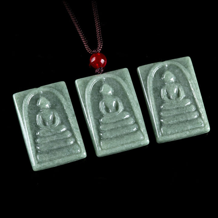 Collier pendentif en Buddha Stones sans forme, amulette carrée en jade, pour la prospérité - image 8