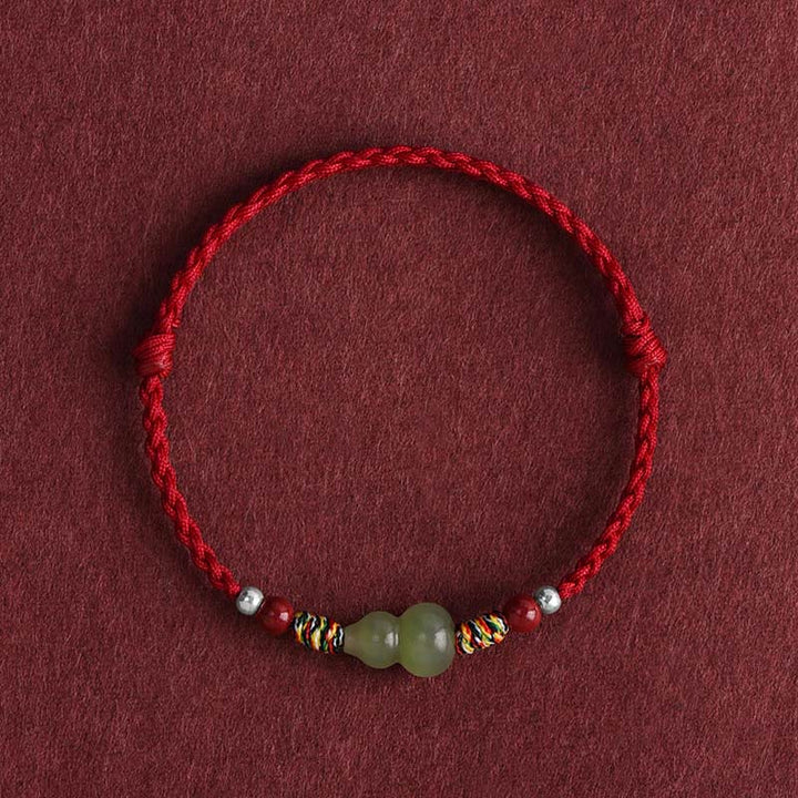 Bracelet de cheville tressé en jade naturel Hetian Buddha Stones et protection porte-bonheur