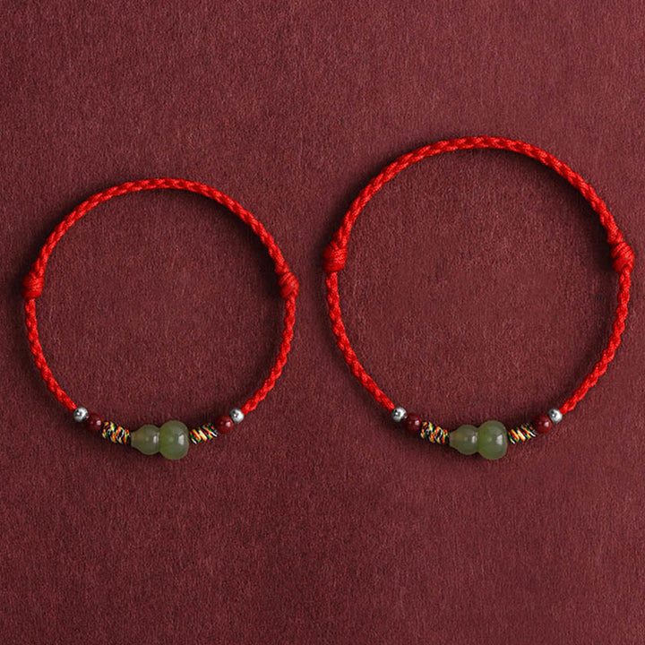 Bracelet de cheville tressé en jade naturel Hetian Buddha Stones et protection porte-bonheur