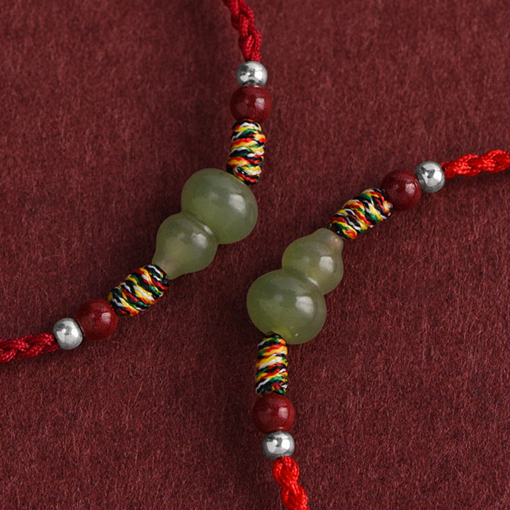 Bracelet de cheville tressé en jade naturel Hetian Buddha Stones et protection porte-bonheur