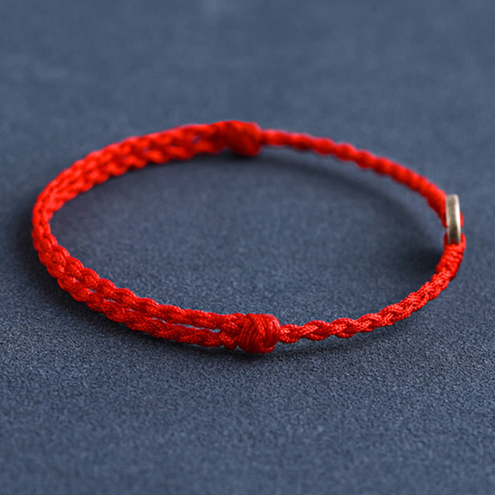 Bracelet de Buddha Stones tressé en argent sterling 925 avec cinq pièces de l'empereur et cordon rouge