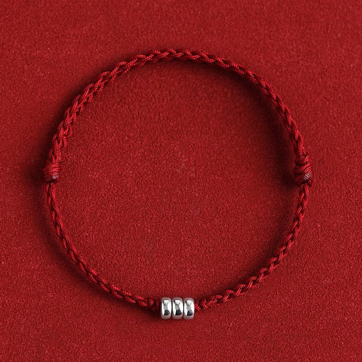 Bracelet de cheville tressé en argent sterling 925 avec Buddha Stones et protection