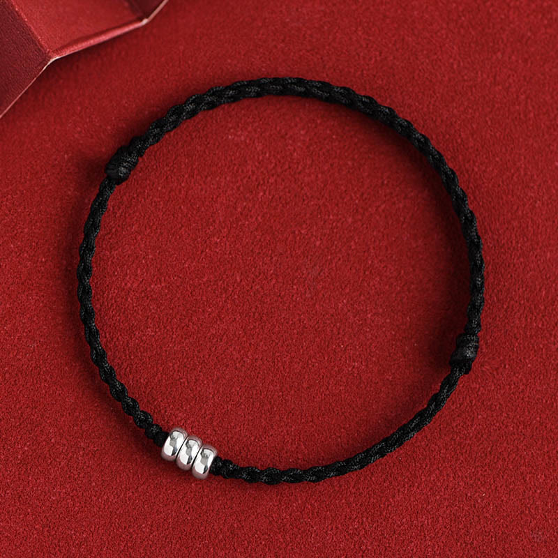 Bracelet de cheville tressé en argent sterling 925 avec Buddha Stones et protection - Corde noire - Bracelet (Tour de poignet 15-20 cm) - image 15