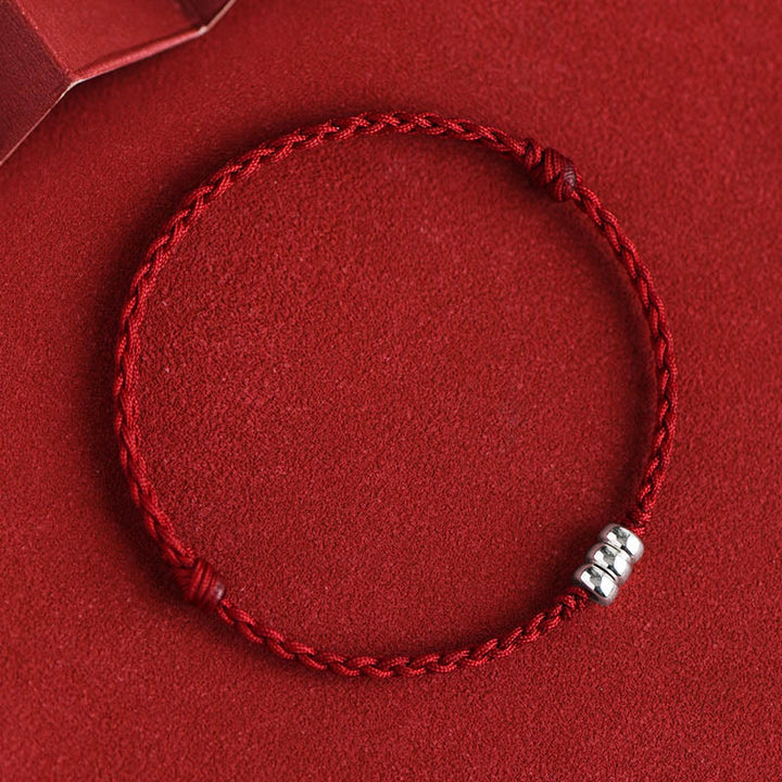 Bracelet de cheville tressé en argent sterling 925 avec Buddha Stones et protection - Corde rouge foncé - Bracelet de cheville (circonférence 18-30 cm) - image 2