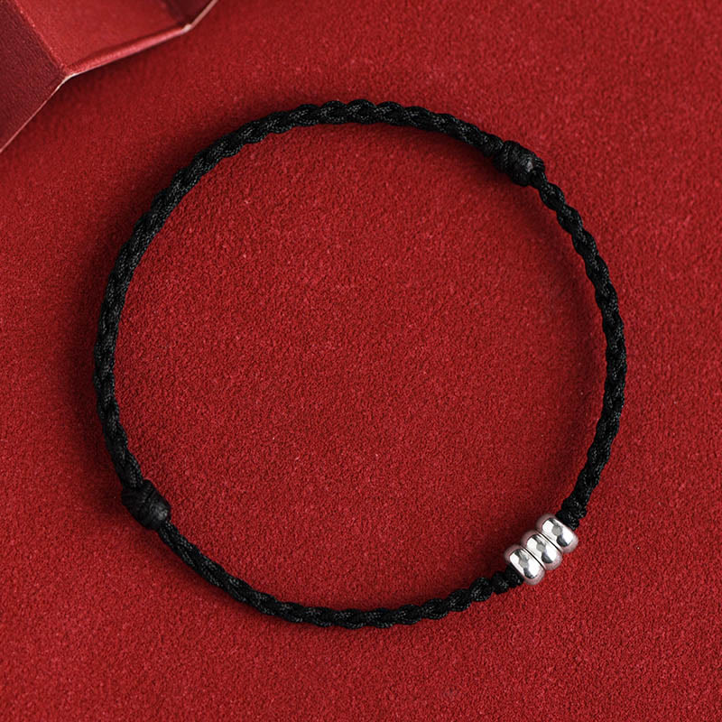 Bracelet de cheville tressé en argent sterling 925 avec Buddha Stones et protection - Corde noire - Bracelet de cheville (circonférence 18-30 cm) - image 16