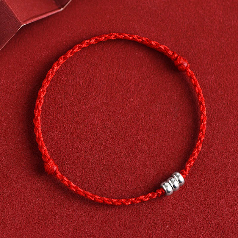 Bracelet de cheville tressé en argent sterling 925 avec Buddha Stones et protection - Corde rouge - Bracelet de cheville (circonférence 18-30 cm) - image 10