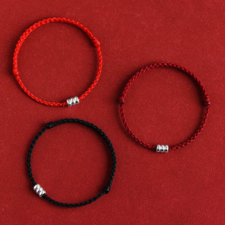Bracelet de cheville tressé en argent sterling 925 avec Buddha Stones et protection
