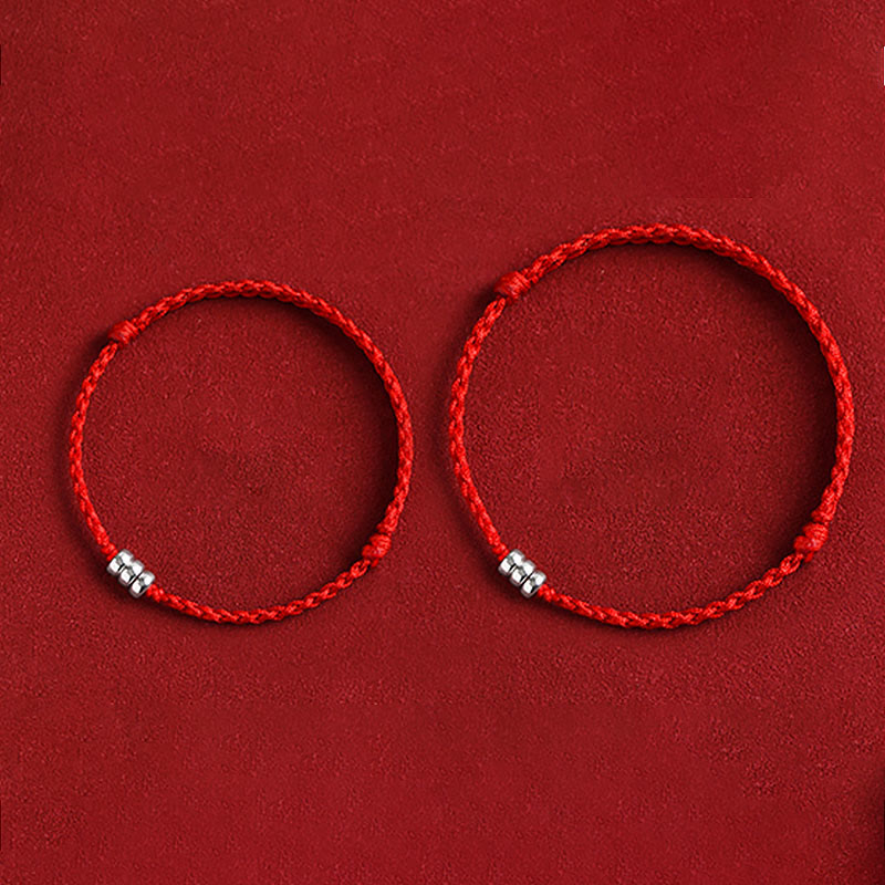 Bracelet de cheville tressé en argent sterling 925 avec Buddha Stones et protection