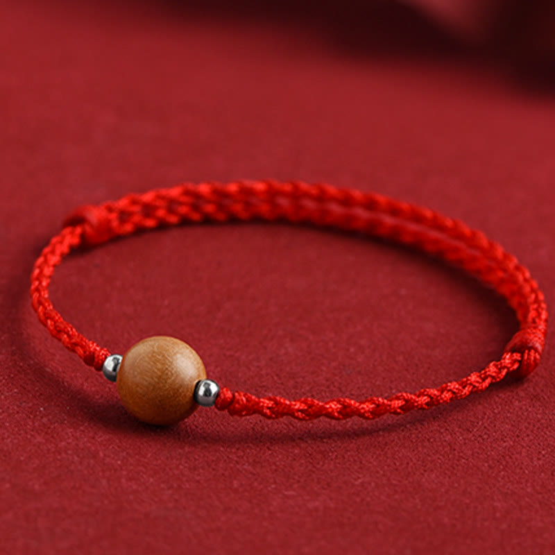 Bracelet de cheville tressé en perles de bois de pêcher naturelles de Buddha Stones