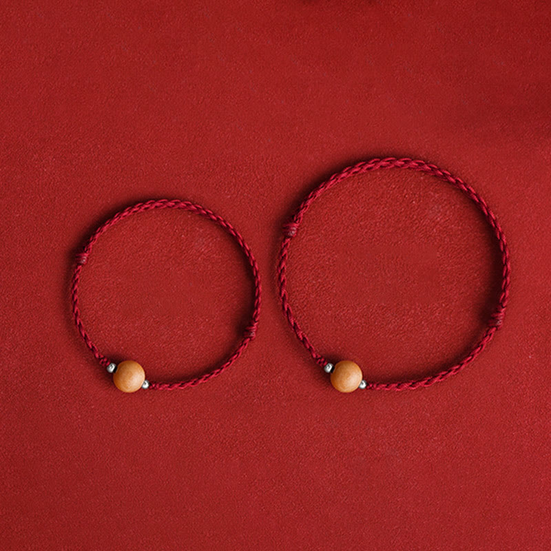 Bracelet de cheville tressé en perles de bois de pêcher naturelles de Buddha Stones