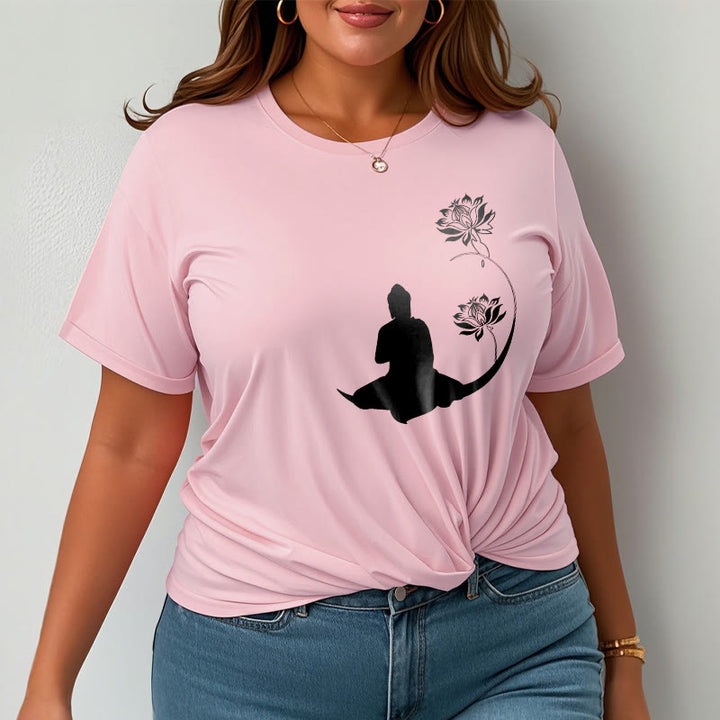 T-shirt à motif Buddha Stones de Bouddha et des fleurs de lotus - image 14