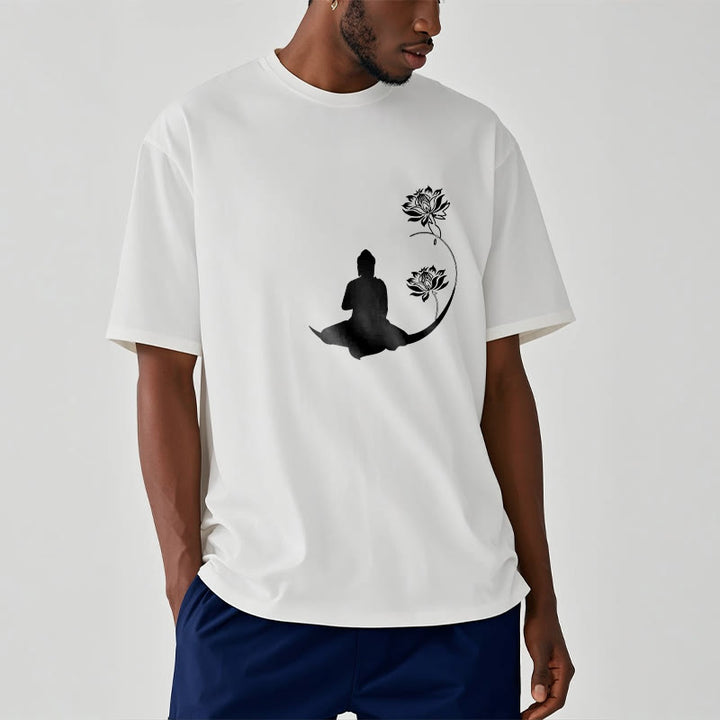 T-shirt à motif Buddha Stones de Bouddha et des fleurs de lotus - image 7