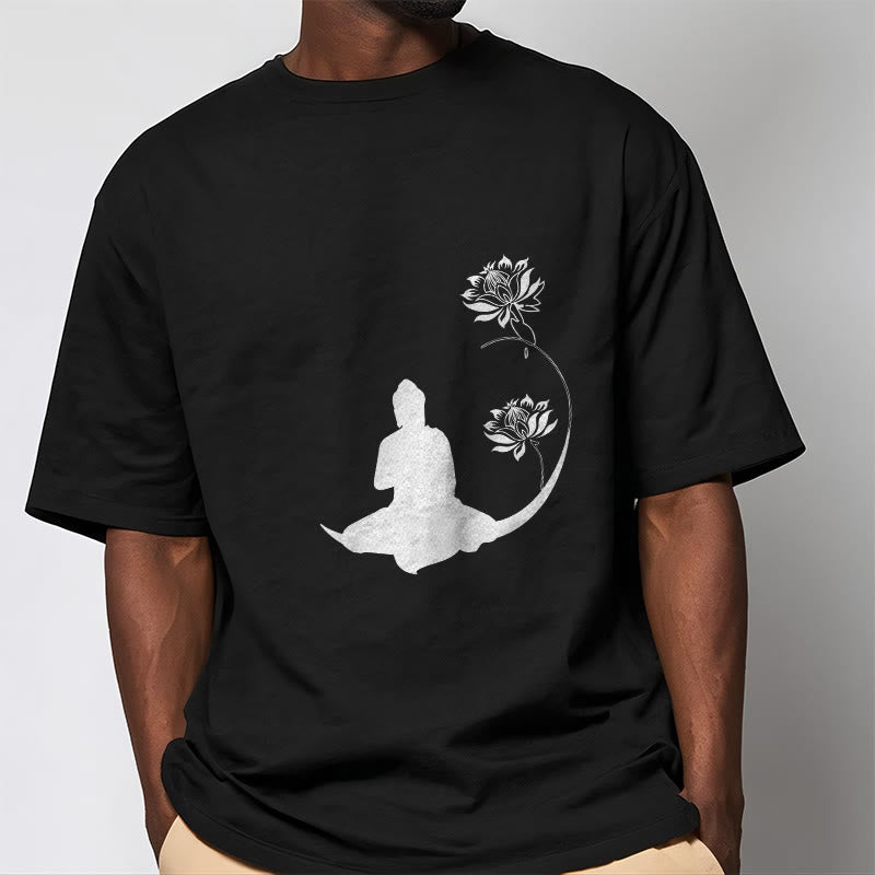 T-shirt à motif Buddha Stones de Bouddha et des fleurs de lotus - image 2
