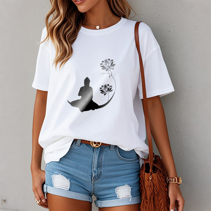 T-shirt à motif Buddha Stones de Bouddha et des fleurs de lotus - image 8
