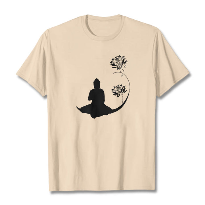 T-shirt à motif Buddha Stones de Bouddha et des fleurs de lotus - Bisque - 2XL - image 9