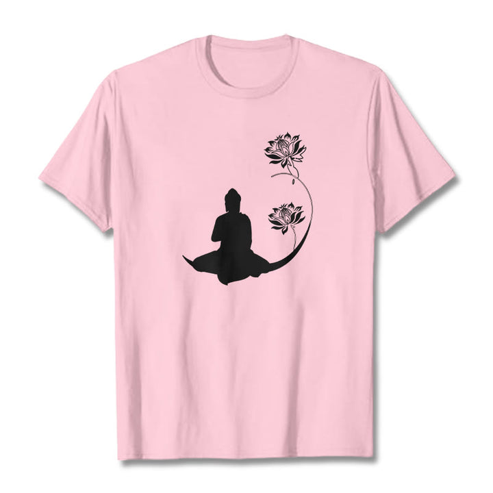 T-shirt à motif Buddha Stones de Bouddha et des fleurs de lotus - Rose clair - 2XL - image 13