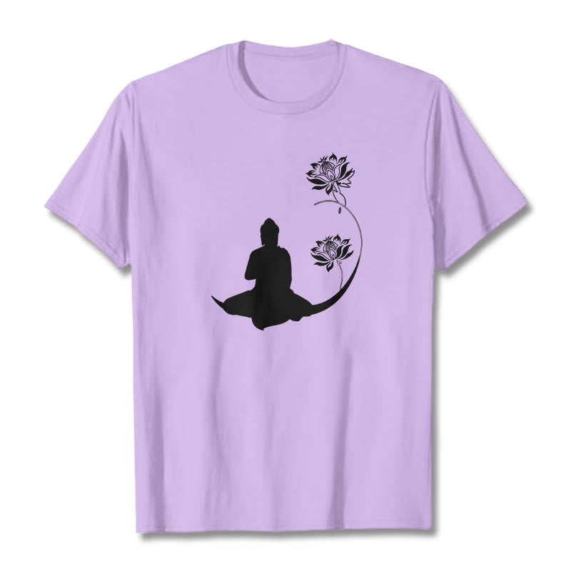 T-shirt à motif Buddha Stones de Bouddha et des fleurs de lotus - Prune - 2XL - image 17