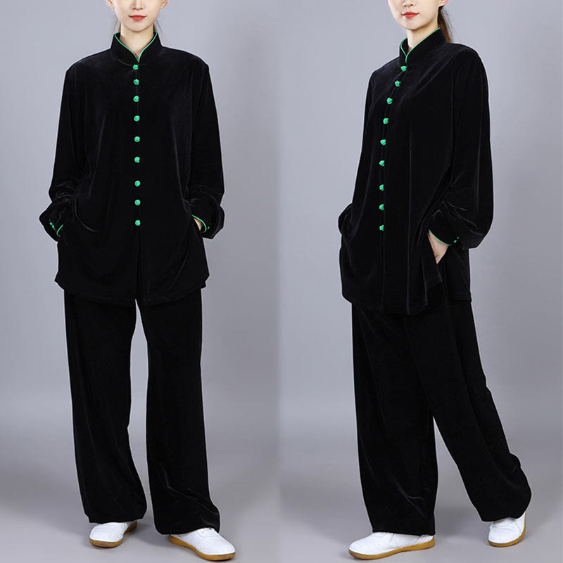 Ensemble de vêtements unisexe en velours et peluche Buddha Stones, 2 pièces, automne-hiver, Tai Chi, méditation, Qigong, pratique zen - image 1