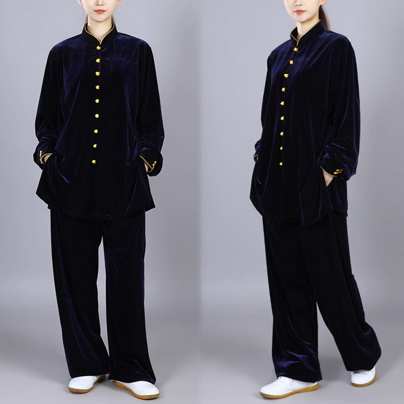 Ensemble de vêtements unisexe en velours et peluche Buddha Stones, 2 pièces, automne-hiver, Tai Chi, méditation, Qigong, pratique zen - image 15