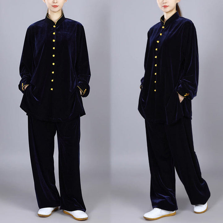 Ensemble de vêtements unisexe en velours et peluche Buddha Stones, 2 pièces, automne-hiver, Tai Chi, méditation, Qigong, pratique zen - image 15