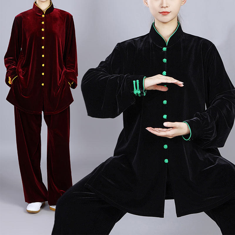 Ensemble de vêtements unisexe en velours et peluche Buddha Stones, 2 pièces, automne-hiver, Tai Chi, méditation, Qigong, pratique zen - image 19