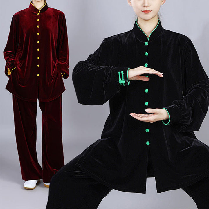 Ensemble de vêtements unisexe en velours et peluche Buddha Stones, 2 pièces, automne-hiver, Tai Chi, méditation, Qigong, pratique zen - image 19