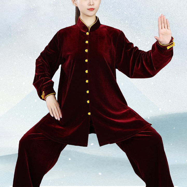 Ensemble de vêtements unisexe en velours et peluche Buddha Stones, 2 pièces, automne-hiver, Tai Chi, méditation, Qigong, pratique zen - image 11