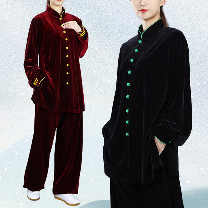 Ensemble de vêtements unisexe en velours et peluche Buddha Stones, 2 pièces, automne-hiver, Tai Chi, méditation, Qigong, pratique zen - image 21