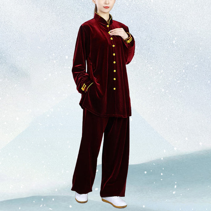 Ensemble de vêtements unisexe en velours et peluche Buddha Stones, 2 pièces, automne-hiver, Tai Chi, méditation, Qigong, pratique zen - image 10