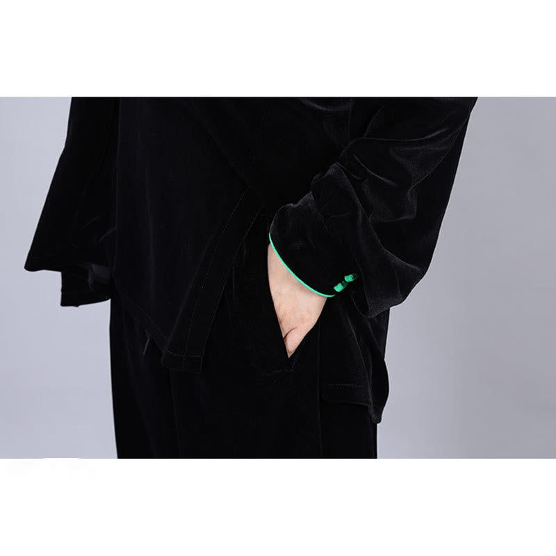 Ensemble de vêtements unisexe en velours et peluche Buddha Stones, 2 pièces, automne-hiver, Tai Chi, méditation, Qigong, pratique zen - image 5