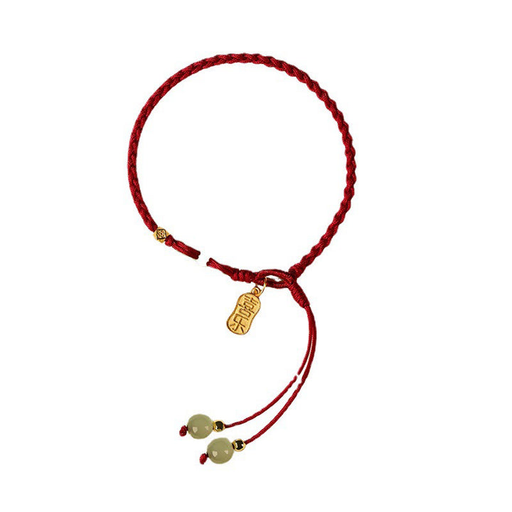 Bracelet tressé porte-bonheur en jade naturel Hetian avec boucle de paix et pierres de Buddha Stones