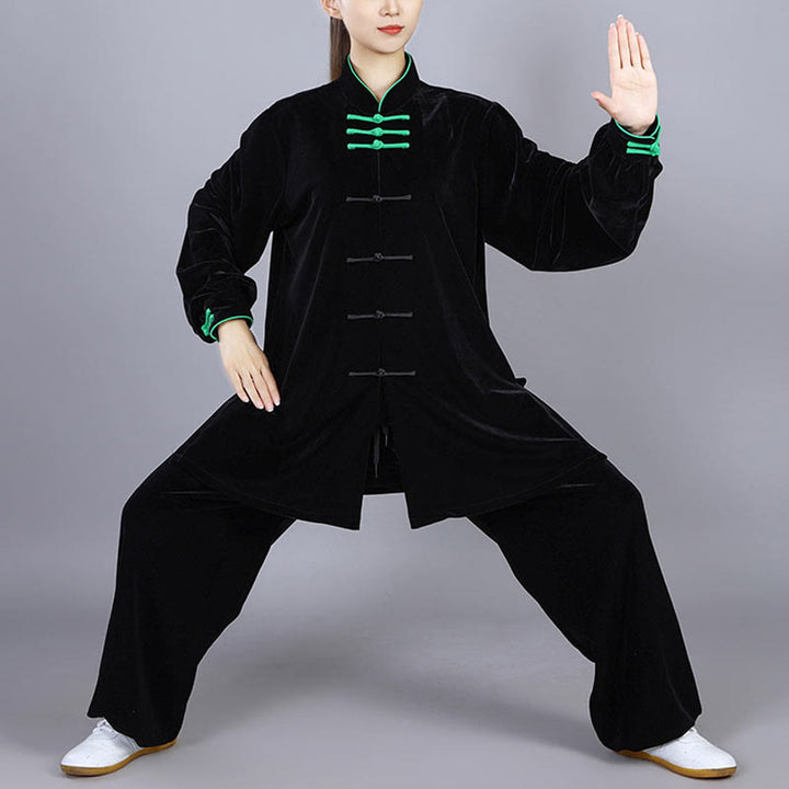 Ensemble de vêtements de méditation en velours unisexe avec boutons en forme de grenouille pour l'automne et l'hiver, 2 pièces, Buddha Stones - Noir - 3XL- Convient aux tailles US/ UK/AU/ EU- XL - image 17