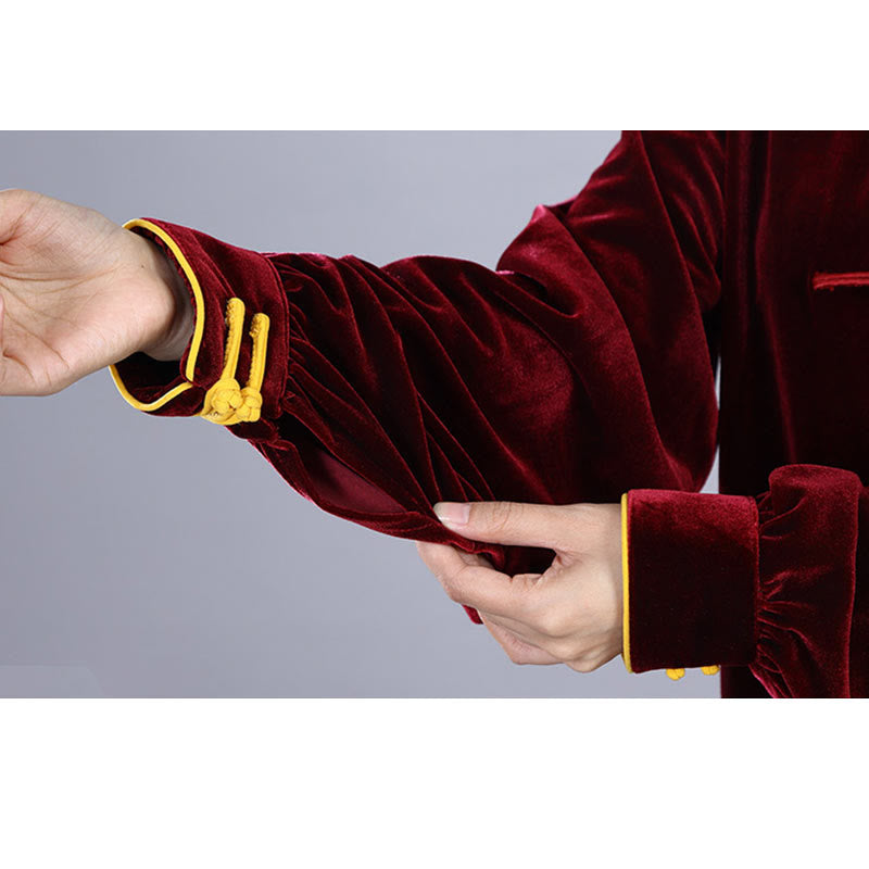 Ensemble de vêtements de méditation en velours unisexe avec boutons en forme de grenouille pour l'automne et l'hiver, 2 pièces, Buddha Stones - image 10