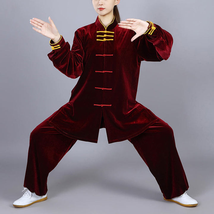 Ensemble de vêtements de méditation en velours unisexe avec boutons en forme de grenouille pour l'automne et l'hiver, 2 pièces, Buddha Stones - image 3