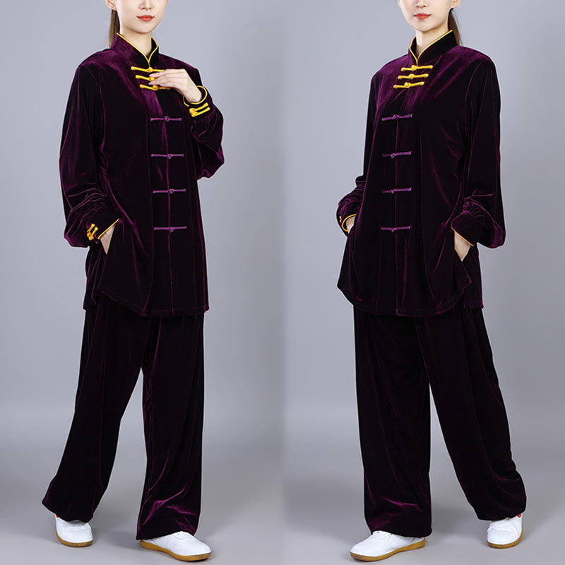 Ensemble de vêtements de méditation en velours unisexe avec boutons en forme de grenouille pour l'automne et l'hiver, 2 pièces, Buddha Stones - image 16