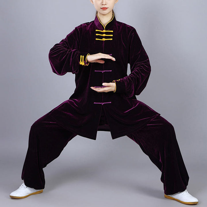 Ensemble de vêtements de méditation en velours unisexe avec boutons en forme de grenouille pour l'automne et l'hiver, 2 pièces, Buddha Stones - image 15