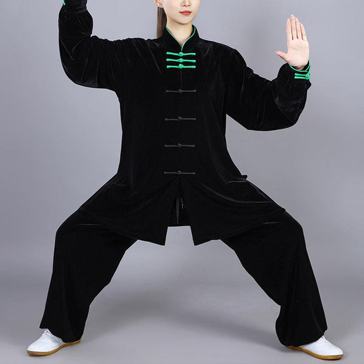 Ensemble de vêtements de méditation en velours unisexe avec boutons en forme de grenouille pour l'automne et l'hiver, 2 pièces, Buddha Stones - image 18