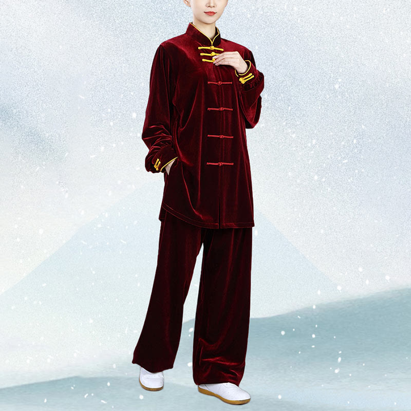 Ensemble de vêtements de méditation en velours unisexe avec boutons en forme de grenouille pour l'automne et l'hiver, 2 pièces, Buddha Stones - image 6