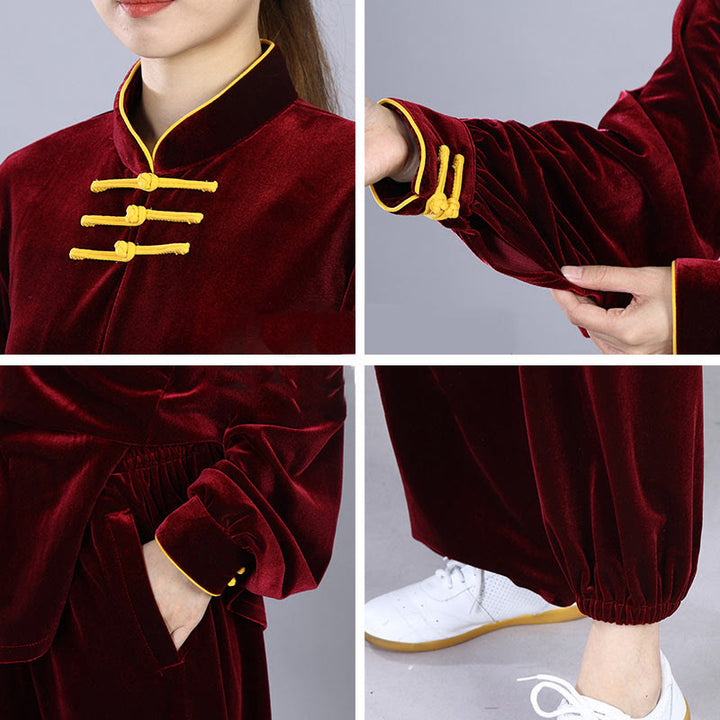 Ensemble de vêtements de méditation en velours unisexe avec boutons en forme de grenouille pour l'automne et l'hiver, 2 pièces, Buddha Stones - image 7