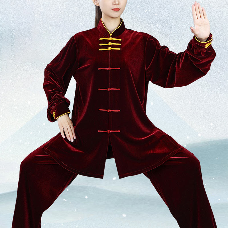 Ensemble de vêtements de méditation en velours unisexe avec boutons en forme de grenouille pour l'automne et l'hiver, 2 pièces, Buddha Stones - image 5