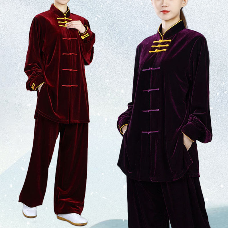 Ensemble de vêtements de méditation en velours unisexe avec boutons en forme de grenouille pour l'automne et l'hiver, 2 pièces, Buddha Stones - image 20