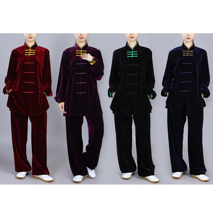 Ensemble de vêtements de méditation en velours unisexe avec boutons en forme de grenouille pour l'automne et l'hiver, 2 pièces, Buddha Stones - image 21