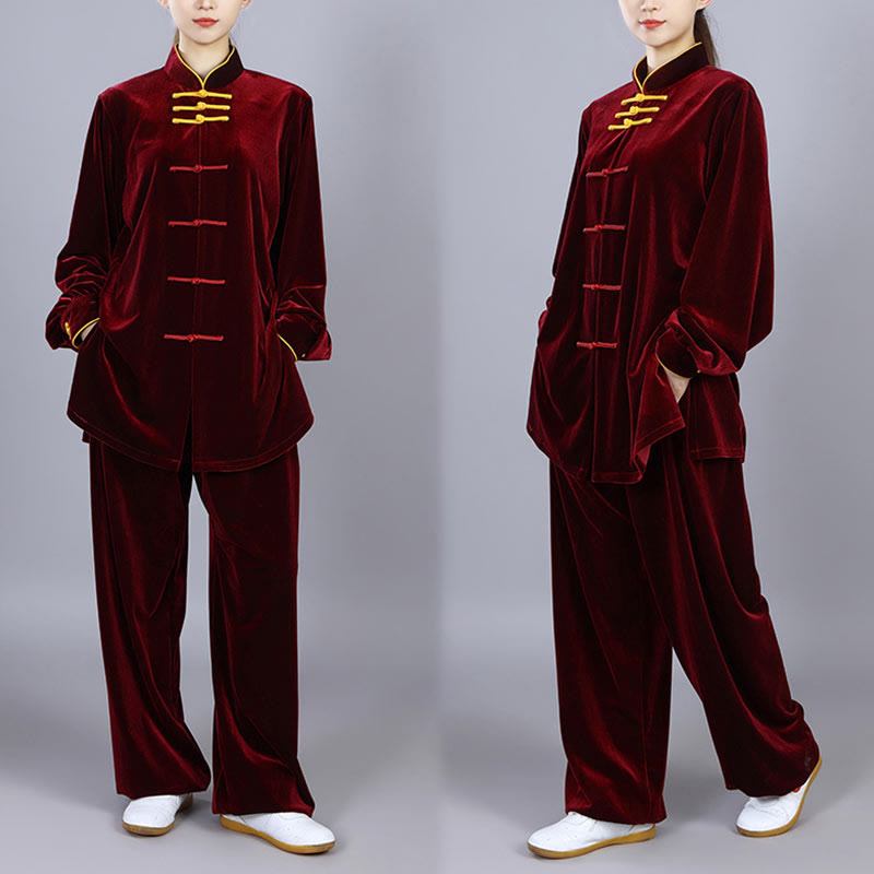 Ensemble de vêtements de méditation en velours unisexe avec boutons en forme de grenouille pour l'automne et l'hiver, 2 pièces, Buddha Stones - image 4