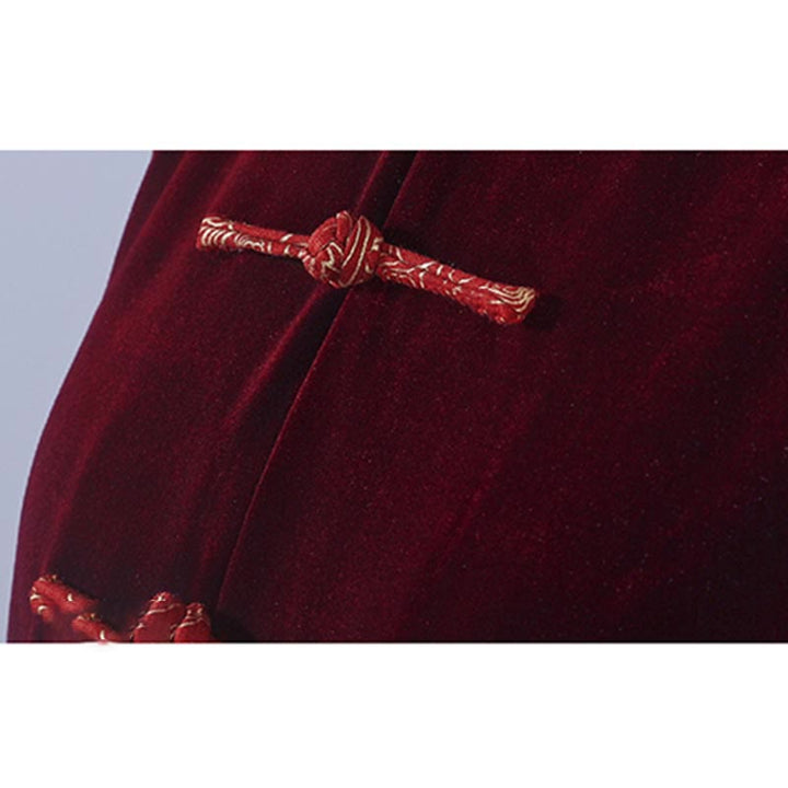 Ensemble de vêtements de méditation unisexe en velours avec boutons en forme de grenouille et col montant pour l'automne et l'hiver, 2 pièces , Buddha Stones , Tai Chi, Qigong, nuages ​​de bon augure - image 6