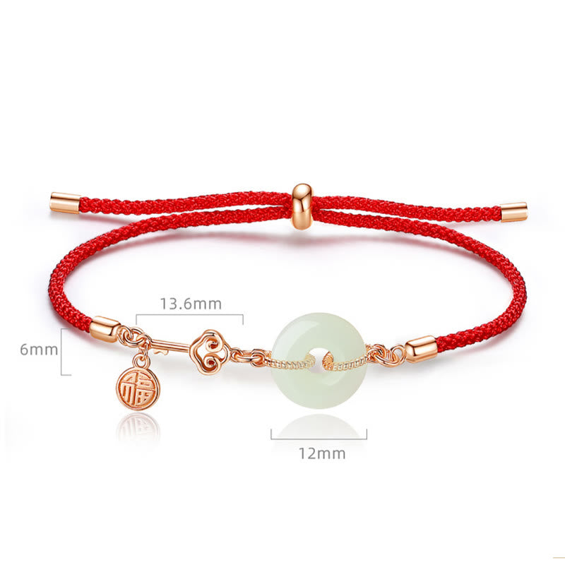 Bracelet de protection et de chance en argent sterling 925 avec boucle de paix en jade naturel Hetian de Buddha Stones et cordon rouge